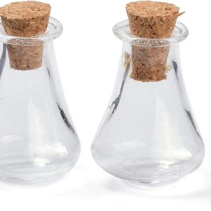 10Pcs Clear Glass Cork Bottles, Glass Empty Wishing Bottles DIY Vials for Home Decorations for Halloween christmas DIY Art Crafts Party Home Decoration, 1.7x2.7cm