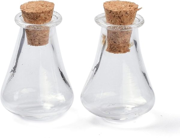 10Pcs Clear Glass Cork Bottles, Glass Empty Wishing Bottles DIY Vials for Home Decorations for Halloween christmas DIY Art Crafts Party Home Decoration, 1.7x2.7cm
