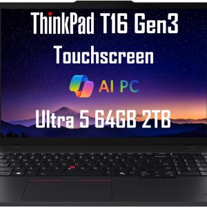 Lenovo ThinkPad T16 Gen 3 Business AI PC Laptop (16" FHD+ Touchscreen, Intel 12-Core Ultra 5 125U (>i7-1355U), 64GB DDR5, 2TB SSD) Backlit, Fingerprint, 5MP IR Webcam, Thunderbolt 4, Win 11 Pro, 2025
