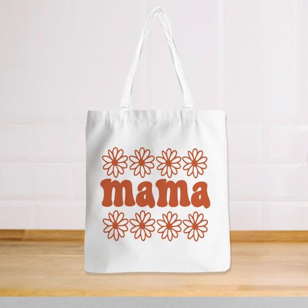 Mothers Day Birthday Gift for Mom Cute Floral Mama Canvas Tote Bag Valentines Day Christmas Appreciation Gifts for Women Travel Work Commuter Shopping Shoulder Tote Bags