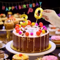 30th Birthday Candles, Number 30 Candles, Gold Birthday Candle, Happy Birthdays Candle for Cake, 30th Cake Topper Decorations for 30 3 Year Old Birthdays Wedding Anniversary Supplies - Image 4