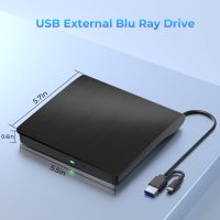External Blu Ray Drive, Support 50G Disc Read/Write Bluray Drives, Portable 3D Blu Ray Burner with USB 3.0 and Type-C, Blu Ray Reader Suitable for Windows XP/7/8/10/11 MacOS for Laptop, Desktop, Mac - Image 5