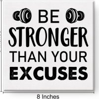 Motivational Gym Wall Art Print Be Stronger Than Your Excuses Poster Wall Decoration for Home Gym Workout Room 8x8 Inches - Image 2