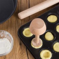 Wooden Tart Tamper Set, Double Side Pie Pastry Dough Tamper, Egg Tart Pan Mold DIY Cake Pastry Baking Tool for Mini Egg Tart, Cheesecakes, Pasta and Dessert Baking (1 Pieces) - Image 7