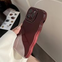 FABSPARK Phone Case for iPhone 15 Pro Max Case,Simple Wave Design Wavy Frame Soft Silicone Aesthetic for iPhone 15 Pro Max,Wine Red - Image 4