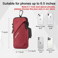 Cell Phone Holder, Small Crossbody Shoulder Holsters Bag with Arm Band, Fits iPhone and Android, Use for Running, Walking, Hiking & Biking (6.7 Inches, Red) - Image 5