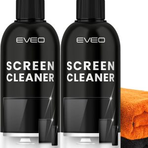 Screen Cleaner Spray - TV Screen Cleaner Spray and Microfiber Cloth kit, Computer Screen Cleaner & Car Screen Cleaner for TV, Monitor, Laptop, MacBook, iPad, iPhone and Electronic Devices - 2 Pack
