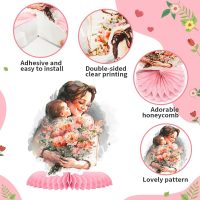 KOOY 12 PCS Mothers Day Decorations Mothers Day Centerpiece for Mothers Day Table Party Decorations Mothers Day Honeycomb Centerpiece for Mothers Day Decoration - Image 3
