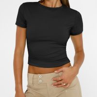 Trendy Queen Womens Basic T Shirts Summer Tops 2025 Short Sleeve Crop Tops Slim Fit Gym Workout Y2k Clothes - Image 2