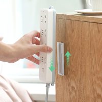 6pcs Multifunctional Wall Mount Power Strip Holder for WiFi Router, 3.94*1.38Inches Adhesive Socket Holder Flexible Installation & Rational Layout, Plug-in Removable Bedroom Decor, White - Image 4