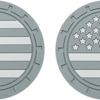 Gray American Flag Silicone Car Cup Coasters – 2PCS Durable Car Accessories for Truck, SUV, Jeep Interior Decoration - Image 2