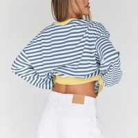Trendy Queen Oversized Sweatshirt for Women 2025 Summer Crewneck Striped Long Sleeve Shirts Hoodies Cute Top Y2K Outfits - Image 4