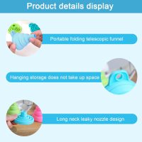 Kitchen Funnel Set 3 Pack, Small Medium Large, Kitchen Accessories Foldable Silicone Collapsible Funnels for Filling Water Bottle Liquid Transfer, Blue - Image 4