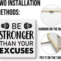 Motivational Gym Wall Art Print Be Stronger Than Your Excuses Poster Wall Decoration for Home Gym Workout Room 8x8 Inches - Image 3