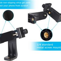 Premium Smartphone Holder/Vertical and Horizontal Tripod Mount Adapter Rotatable Bracket with 1/4 inch Screw/Adjustable Clip for iPhone, Android Cell Phone, Selfie Stick, Camera Stand - Image 5