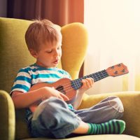 YEZI Kids Toy Classical Ukulele Guitar Musical Instrument, Brown - Image 4