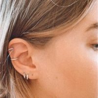Silver Earrings for Women Flat Back Earrings Hypoallergenic Earrings for Women Surgical Steel Earrings Small Hoop Earrings for Women Silver Cartilage Earring Helix Jewelry Second Hole Earrings Set - Image 4