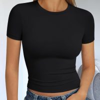 Trendy Queen Womens Basic T Shirts Summer Tops 2025 Short Sleeve Crop Tops Slim Fit Gym Workout Y2k Clothes - Image 6