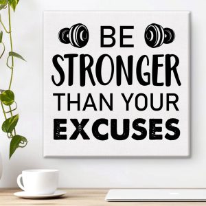 Motivational Gym Wall Art Print Be Stronger Than Your Excuses Poster Wall Decoration for Home Gym Workout Room 8x8 Inches