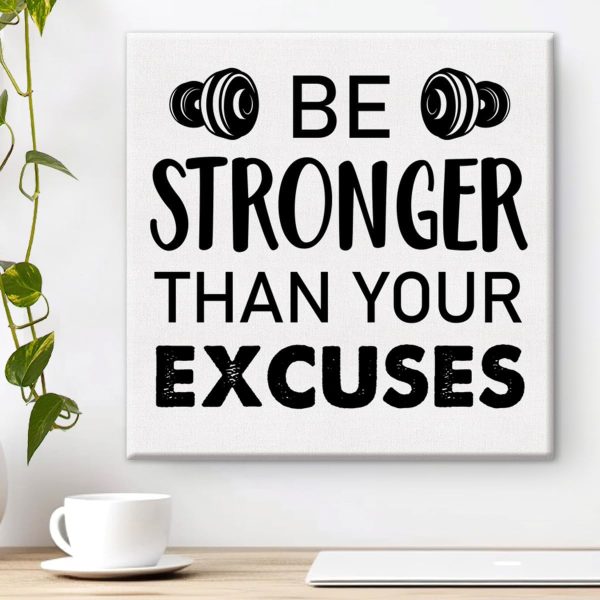 Motivational Gym Wall Art Print Be Stronger Than Your Excuses Poster Wall Decoration for Home Gym Workout Room 8x8 Inches