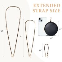 Clip and Go Phone Strap Crossbody with RFID Leather Wallet, Trendy Hands-Free Crossbody Cell Phone Lanyard Chain with Coin Purse for Women, Neck Chain for iPhone and Smartphone, Black Gold - Image 6