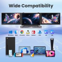 2025 Upgraded 14" Triple Laptop Screen Extender, Ultra-Thin 1080P FHD Displays for Laptop, Ultra-Light Triple Monitor for 13.3-17.3" Laptops, Compatiable with Windows/Mac/Chrome OS and Mobile Devices - Image 7