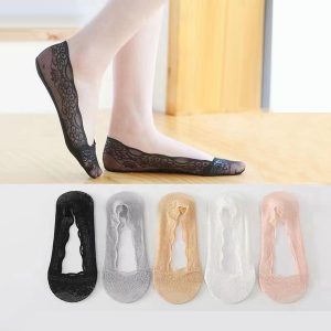 5 Pairs Womens Non Slip Low Cut Socks No Show Breathable Lightweight Socks