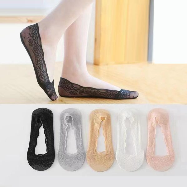 5 Pairs Womens Non Slip Low Cut Socks No Show Breathable Lightweight Socks