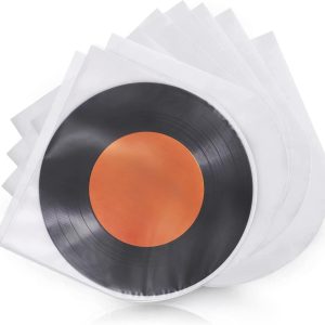 25 PCS 7 inch Vinyl Record Inner Sleeves, Anti Static Plastic Round Bottom Protective Sleeves for Vinyl Record
