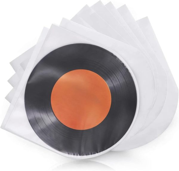 25 PCS 7 inch Vinyl Record Inner Sleeves, Anti Static Plastic Round Bottom Protective Sleeves for Vinyl Record