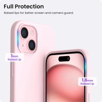 ORNARTO Compatible with iPhone 15 Case 6.1, Slim Liquid Silicone 3 Layers Full Covered Soft Gel Rubber Phone Case, Anti-Scratch Shockproof Protective Cover 6.1 Inch, Chalk Pink - Image 4