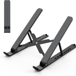 Laptop Stand for Desk, Adjustable Laptop Riser ABS+Silicone Foldable Portable Notebook Holder, Ventilated Cooling Notebook Mount Computer Stand for 10-15.6” Laptops,Tablets-Black