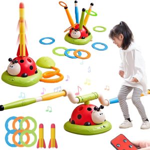 Powza 3 in 1 Musical Jump, Toss Ring Game and Stomping Launch Rocket Launcher for Kids Outdoor Toys with Remote Control, Indoor Outside Toy for Kids Ages 4-8 Toys for Ages 5-7 8-13 Birthday Gifts