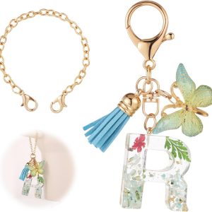 Bottle Chain for Stanley Cups, Cute Letter Charm for Stanley Cup with Butterfly and Tassel Accessories Tumbler Accessories Compatible with Stanley Cup 40oz (R)