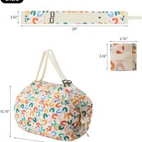 Reusable Grocery Bags with Handles, Shopping Collapsible Kitchen Bags for Pocket Nylon Tote, 16x16inch - Image 4