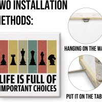 Life Is Full of Important Choices Chess Canvas Wall Art Print Chess Poster Painting Framed Artwork 8 x 8 Inch Home Office Wall Decoration Gift for Chess Lover - Image 3