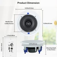 Herdio 6.5 Inch Bluetooth Ceiling Speakers 320W 2-Way Flush Mount in Wall Amplifier Receiver Suitable for Home Theater Bathroom Living Room Kitchen Office (White, Pair) - Image 2