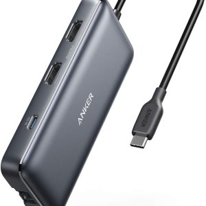 Anker Laptop Docking Station Dual Monitor, 8-in-1 USB C Hub, 4K Dual Monitor with 2 HDMI, 1 Gbps Ethernet Hub, 85W Power Delivery, SD Card Reader for MacBook Pro, XPS and More