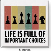 Life Is Full of Important Choices Chess Canvas Wall Art Print Chess Poster Painting Framed Artwork 8 x 8 Inch Home Office Wall Decoration Gift for Chess Lover - Image 2