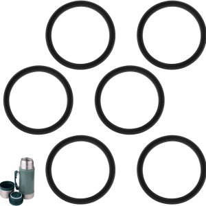 6pcs Gasket Replacement for Stanley Classic 24oz Food Jar, Silicone Sealing Ring Accessories Leak-Proof, Compatible with Stanley Classic 24oz BPA Free (Black)