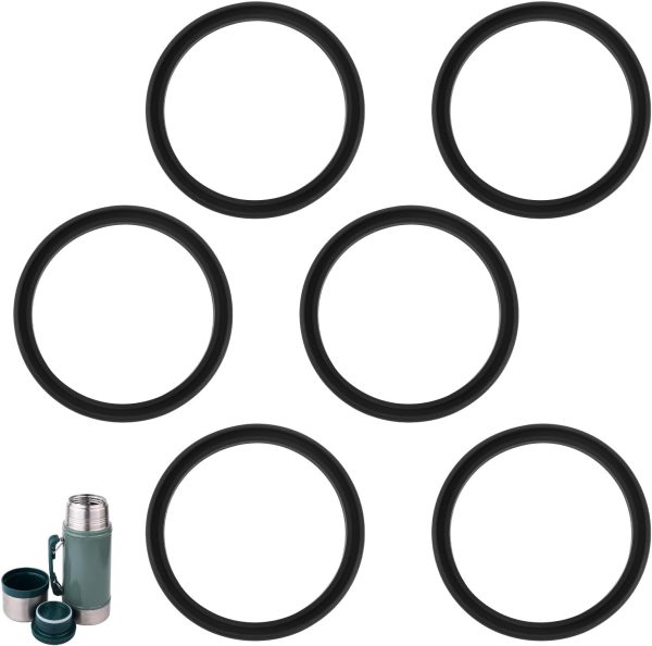 6pcs Gasket Replacement for Stanley Classic 24oz Food Jar, Silicone Sealing Ring Accessories Leak-Proof, Compatible with Stanley Classic 24oz BPA Free (Black)