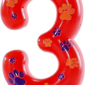 Red Blue Number 3 Dog Paw Theme Cake Toppers, Dog Patrol Birthday Candles for Kids/Baby/Children/Boy/Girl Birthday Celebrating and Decorating Party Supplies. (Red Blue Number 3)