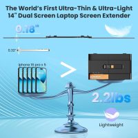 2025 Upgraded 14" Triple Laptop Screen Extender, Ultra-Thin 1080P FHD Displays for Laptop, Ultra-Light Triple Monitor for 13.3-17.3" Laptops, Compatiable with Windows/Mac/Chrome OS and Mobile Devices - Image 2