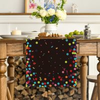 Black Polka Dot Happy Birthday Table Runner, Seasonal Kitchen Dining Table Decoration for Home Party Decor 13x72 Inch - Image 2