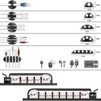 N NOROCME 192 PCS Cable Management Kit 4 Wire Organizer Sleeve,11 Cable Holder,35Cord Clips 10+2 Roll Cable Organizer Straps and 100 Fastening Cable Ties for Computer TV Under Desk, black,clear - Image 4