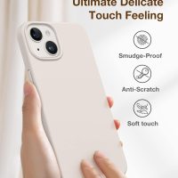 GONEZ Magnetic for iPhone 14 Case, Compatible with Magsafe, with Screen Protector + Camera Protector, Anti-Scratch Microfiber Lining, Liquid Silicone Shockproof Protective Phone Case, Stone - Image 7