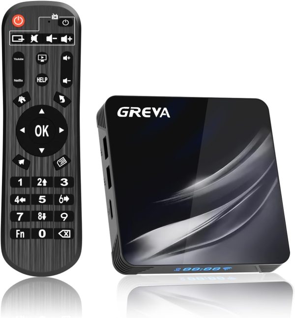 GREVA Android TV Box 11.0 4K Android Box 4GB RAM 32GB ROM with 2.4G/5G Dual WiFi and BT 5.0 Smart TV Box Amlogic S905W2 Support 1080P Ultra HDR 4K Streaming Media Player