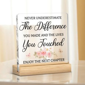 Inspirational Thank You Gifts for Men Women Coworker Leaving Farewell Going Away Gift for Woman Retirement Gift for Woman Enjoy The Next Chapter Acrylic Plaque Sign