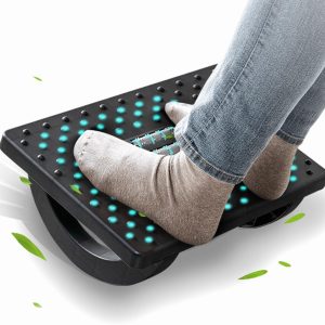 Foot Rest for Under Desk at Work - Ergonomic Foot Stools for Under Office Desk - Rocking Footrest with Roller Massager - Leg Rest for Chair, Computer Gaming - Promote Leg Circulation