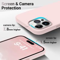 AOTESIER Shockproof Designed for iPhone 14 Pro Max Case, [Food Grade Silicone] [Military Drop Protection] with Anti-Scratch Lining Protective Phone Case for 14 ProMax, 6.7 inch, Chalk Pink - Image 4